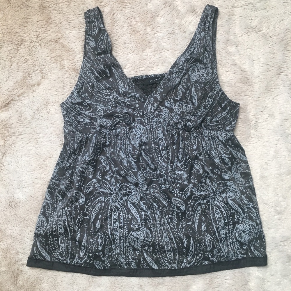 The Limited Silk Tank Top Paisley Print Blue Large